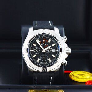 Breitling Super Avenger Chronograph 48mm, Black Dial - Stainless Steel on Strap